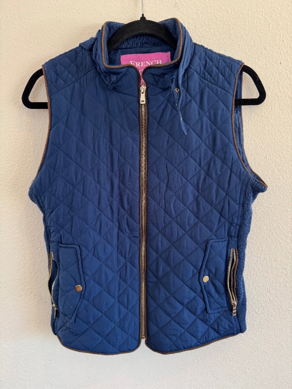 French Secrets Tailor Limited Edition Blue Quilted Vest Medium